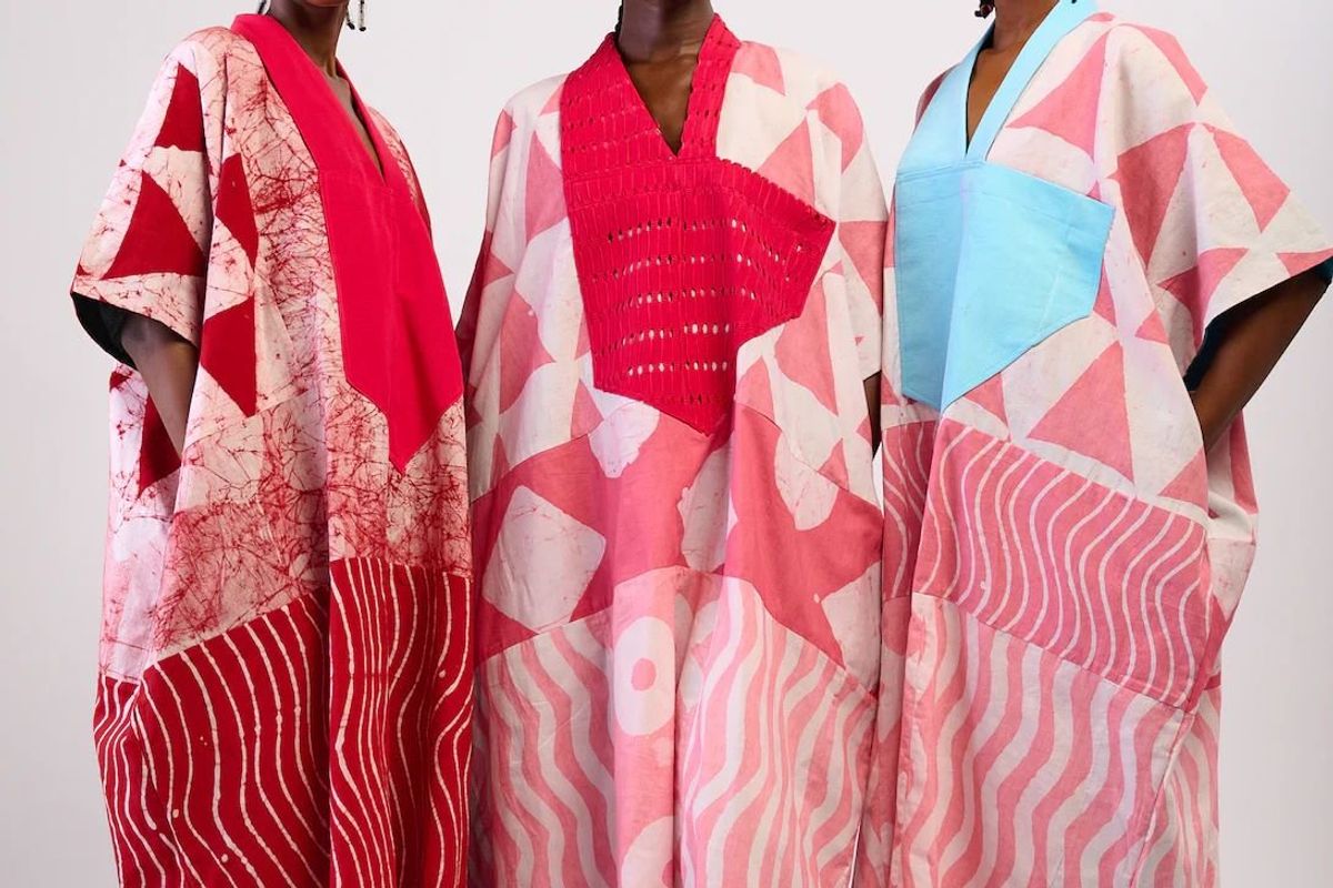 A photo of three models wearing Dye Lab’s pieces.