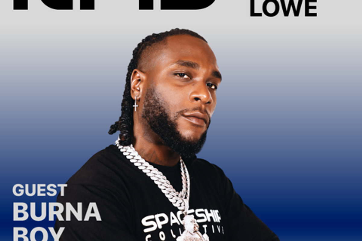The promotional poster for Burna Boy's interview with Apple Music's Zane Lowe.